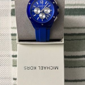 Michael Kors Lenox Chronograph Blue Translucent Nylon and Silicone Band Watch